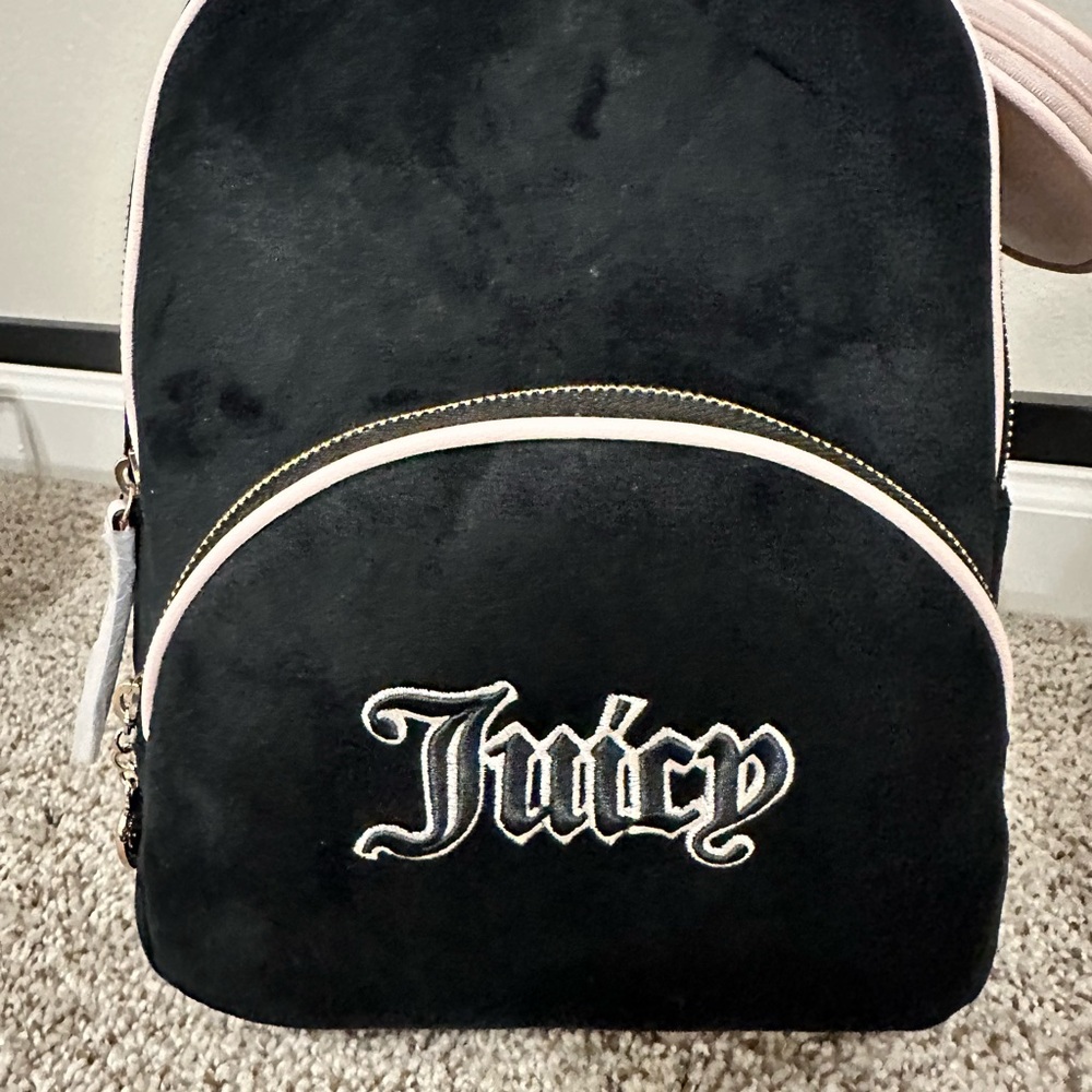 NWT Juicy Couture Queen of Everything black velvet mini backpack